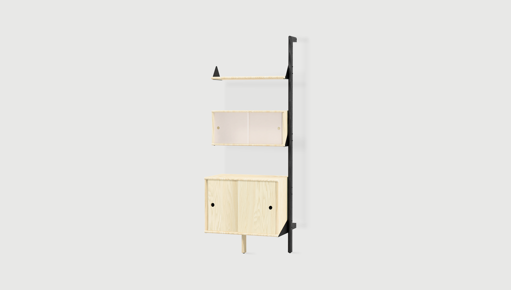 Black Uprights/ Black Brackets/ Blonde Shelves